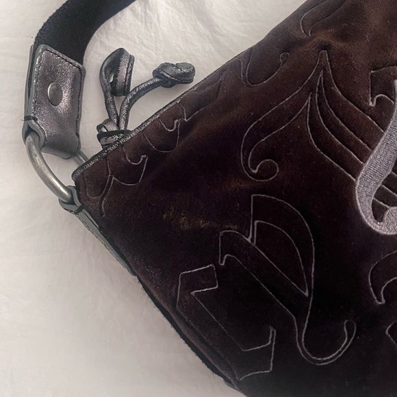 Juicy Couture Vintage McBling Black Purse Hobo Bag Handbag Velour Y2K - Picture 10 of 10